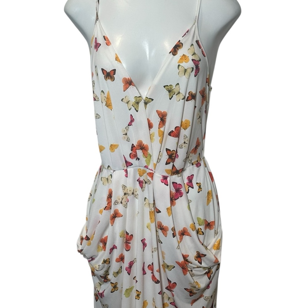 BCBG Generation Size S Midi Dress Butterfly Kiss Draped Pocket Spaghetti Strap - Picture 5 of 8